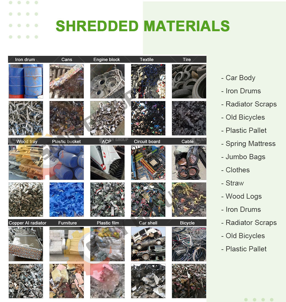 Tracked Mobile Double Shaft Shredder raw-material-output